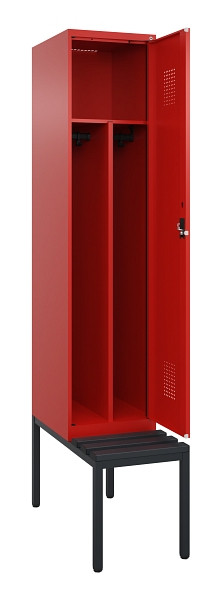 C+P Spind Evolo PLUS, 1 Abteile, 2120x400x815mm, 3020/3020, Haken 4, Zylinderschloss, Sitzfläche Kunststoff, Sitzbank, Trennwand, 0490507-12F S10105