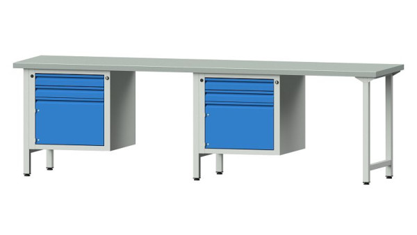 ANKE Werkbänke Kombiwerkbank, Modell 732 E, 2800 x 700 x 840 mm, RAL 7035/5012, ZBP 40 mm, 511.006