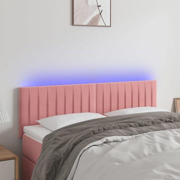 vidaXL LED Kopfteil Rosa 144x5x78/88 cm Samt, Top-Qualität, 3121903