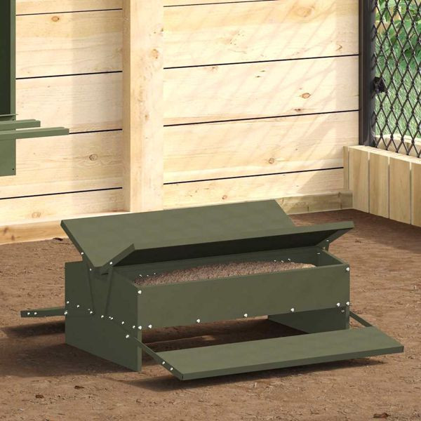 vidaXL Hühnertretfeeder Olive Grün 75 x 53 x 20,5 cm, 874676