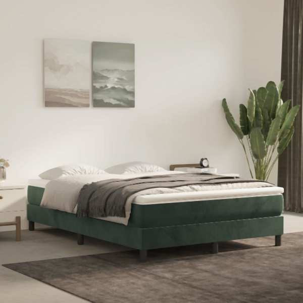 vidaXL Bettgestell Dunkelgrün 140x200 cm Samt, Polyester, 3120775