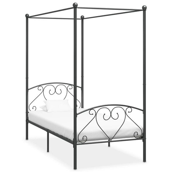 vidaXL Himmelbett-Gestell Grau Metall 100 x 200 cm, 284441