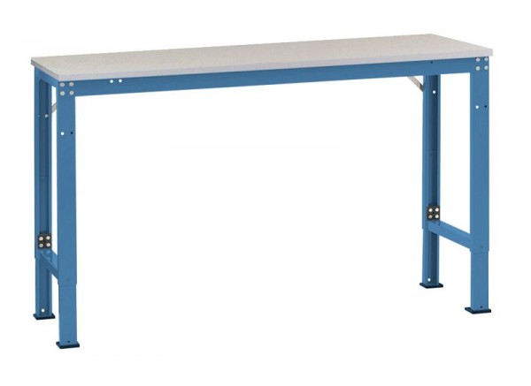 Manuflex Arbeits-Grundtisch UNIVERSAL Spezial mit Melaminplatte, BxTxH = 2000 x 1200 x 722-1022 mm, Brillantblau, AU7131.5007