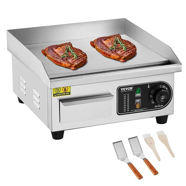 VEVOR Kommerzielle Elektrische Grillplatte 2000W Arbeitsplatten-Grill Flach 10mm, SYKDBLQP10MMY45LJV2