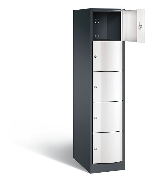 C+P XL-Schließfachschrank Resisto, H1950xB396xT640mm, Farbe: Schwarzgrau / Verkehrsweiß, 8570-173 S10094