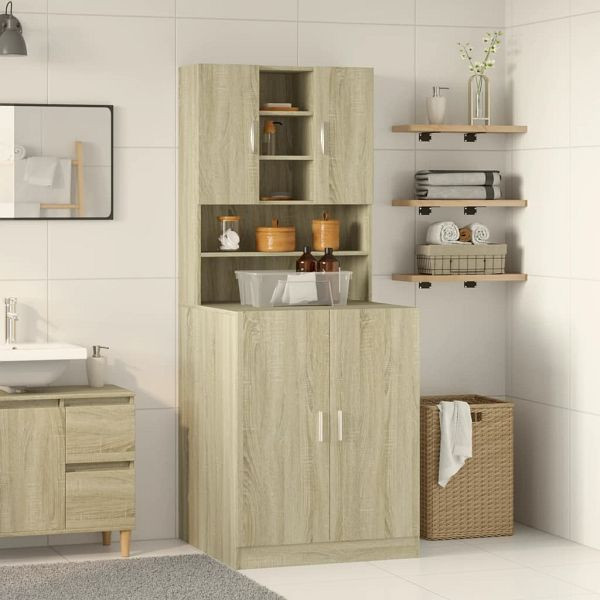 vidaXL Waschmaschinenschränke 2 Stück Sonoma-Eiche Holzwerkstoff, 3307666
