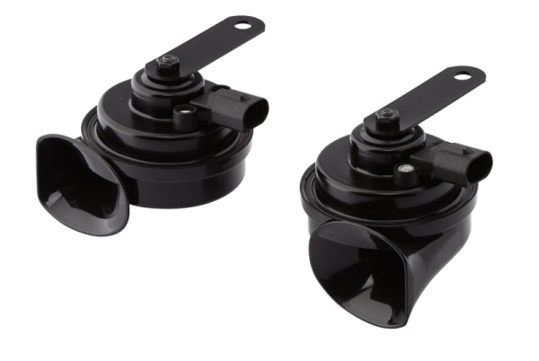 HELLA Fanfare, TE16S, 12V, 110dB(A), Frequenzbereich: 400/500Hz, elektrisch, Gehäusefarbe: schwarz, Stecker: BMW, Set, 3FH 012 010-041