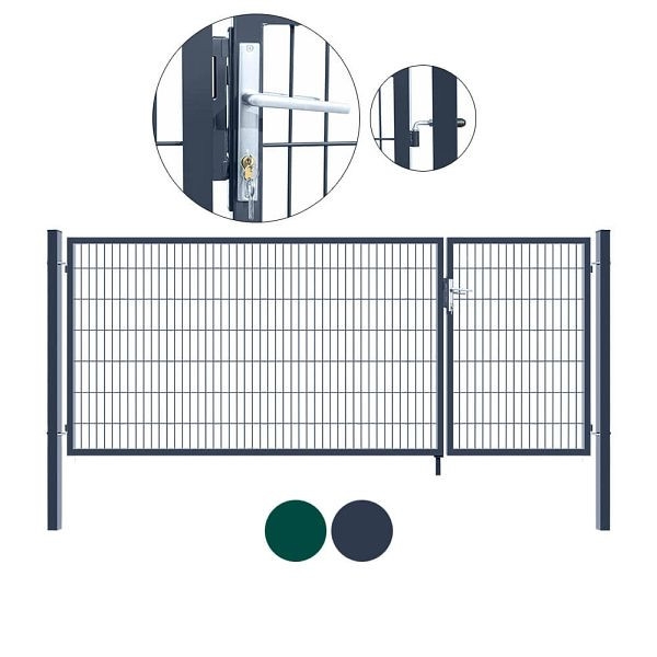 HOME DELUXE Doppelflügel Gartentor ADITUS - Farbe: Grün, Maße: 160 x 350 cm, 32631