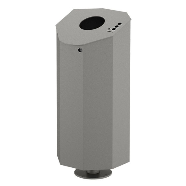 Stein HGS Abfallbehälter 'City 150', wahlweise mit Ascher, Mit Ascher, Standmontage (zum Aufschrauben), RAL 9007 graualuminium, 36646-14