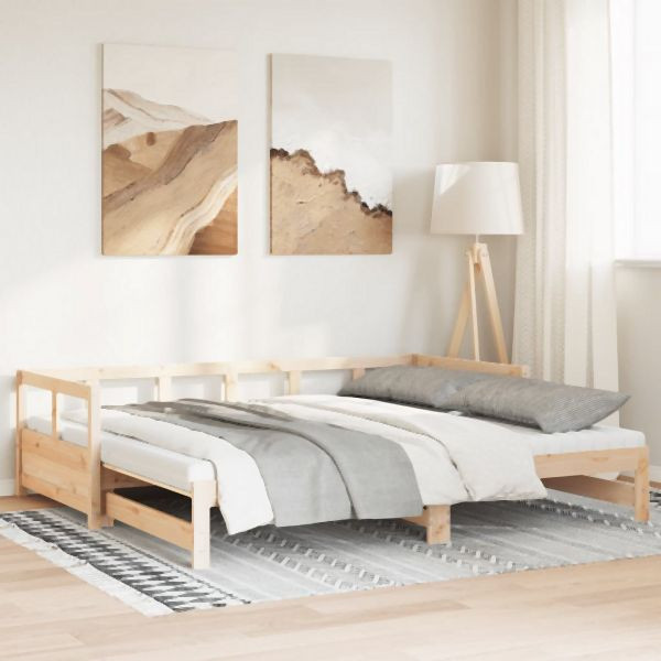 vidaXL Tagesbett Ausziehbar mit Matratzen 80x200 cm Massivholz Kiefer, 3321038