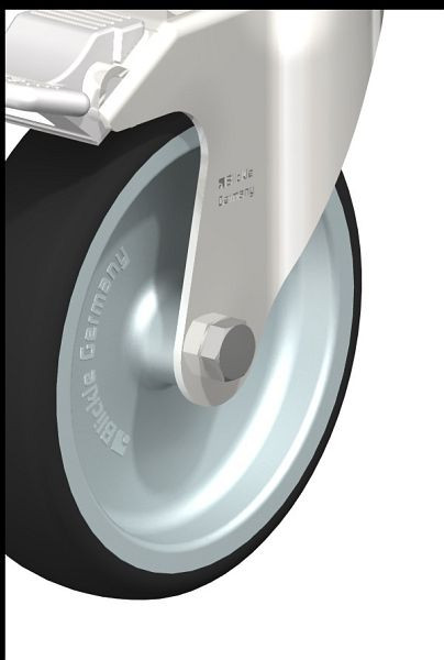 Blickle LKRXA-PATH 126G-11-FI-EXV14 Edelstahl-Apparate-Lenkrolle mit Expander & Feststeller, Thermoplastisches Polyurethan, Grau, 853472