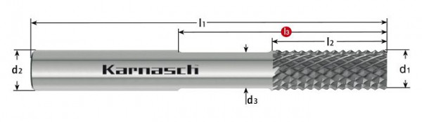Karnasch VHM - Schruppfräser HSC Graphit d=10,0 / L1= 95 / L3= 50 mm DCA-06, 306593100095