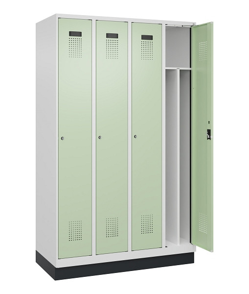 C+P Spind Evolo PLUS, mit Sockel, 4 Abteile, 1950x1200x500mm, 9016/6019, Verschluss Zylinderschloss, 049020-40F S10046