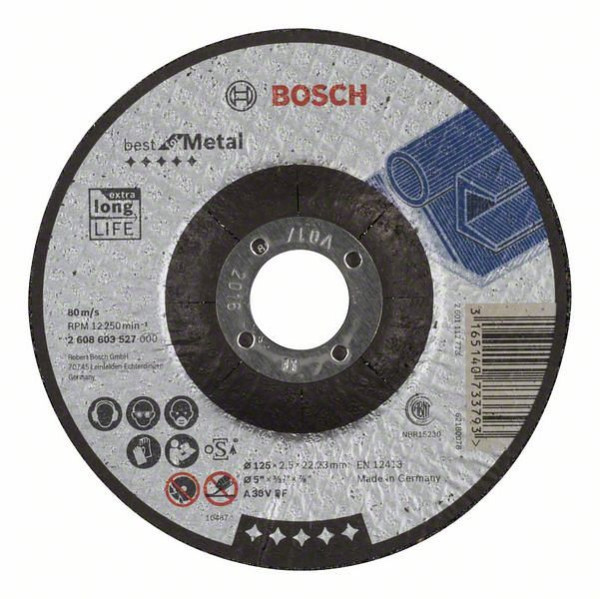 Bosch Trennscheibe gekröpft Best for Metal A 30 V BF, 125 mm, 2,5 mm, VE: 25 Stück, 2608603527