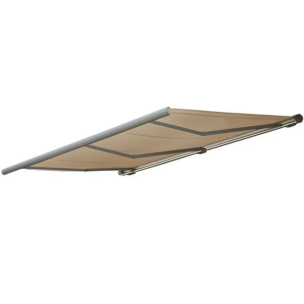 Mendler Elektronische Kassettenmarkise HWC-H27, Markise Vollkassette 6x3m, Polyester creme, Rahmen grau, 72796+58311