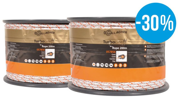 Gallagher Duopack TurboLine Cord 2x200m weiß, VE: 2 Stück, 069293