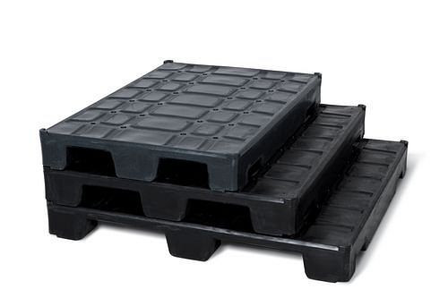 DENIOS Polyethylen-Palette PE 812, Extra-Duty, mit 9 Füßen, schwarz, 1200 x 800 x 150 mm, 193489
