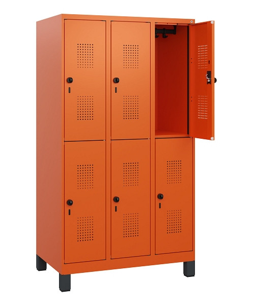 C+P Doppelstöckiger Spind Evolo PLUS, Füße, 6 Fächer, 1630x900x500mm, 2004/2004, Drehriegel, 0493105-30 S10030