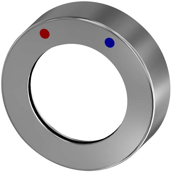 KWC Schubrosette, F5, verchromt, warm/kalt mit Farbmarkierungsstopfen rot und blau, 2030056405, 7612982272523