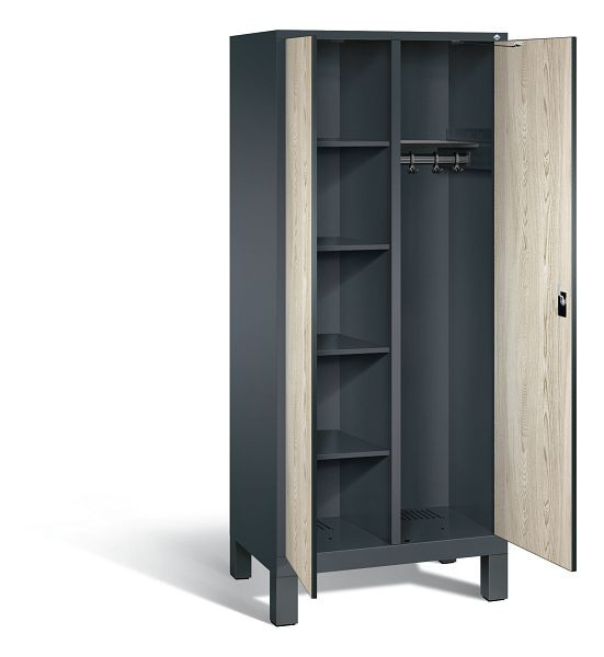 C+P Putzmittel-Spind Evolo, H1850xB810xT500mm, Farbe: Anthrazitgrau / Dekor Sen-Esche, 48060-22 S10085