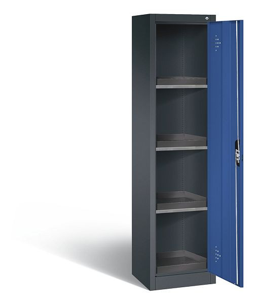 C+P Umweltschrank Acurado, H1950xB502xT500mm, Farbe: Schwarzgrau / Enzianblau, Muldengriff, 8901-316 S10134