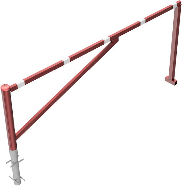 Schake Drehschranke, zum Einbetonieren, feuerverzinkt und rot beschichtet, lichte Weite: 3000 mm, für Vorhangschloss, 413_300VB