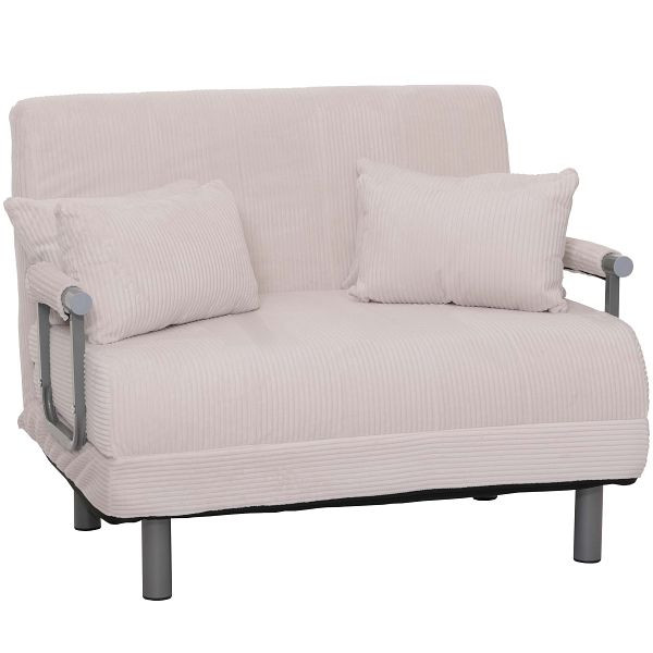 Mendler Schlafsessel HWC-K29, Klappsessel Schlafsofa Gästebett, Liegefläche 190x100cm, Stoff Cord (330g/m²), creme-weiß, 108702