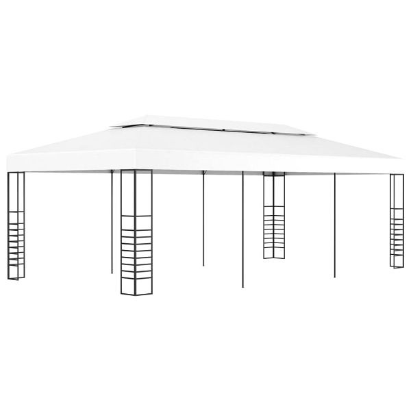 vidaXL Gartenpavillon 6×3 m Weiß, Stahl, Stoff (Polyester), 47957