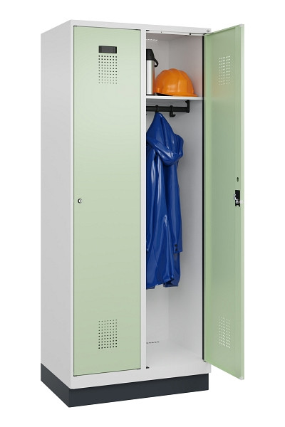 C+P Spind Evolo PLUS, mit Sockel, 2 Abteile, 1950x800x500mm, 9016/6019, Verschluss Zylinderschloss, Ablageböden 2, 049020-22 S10046