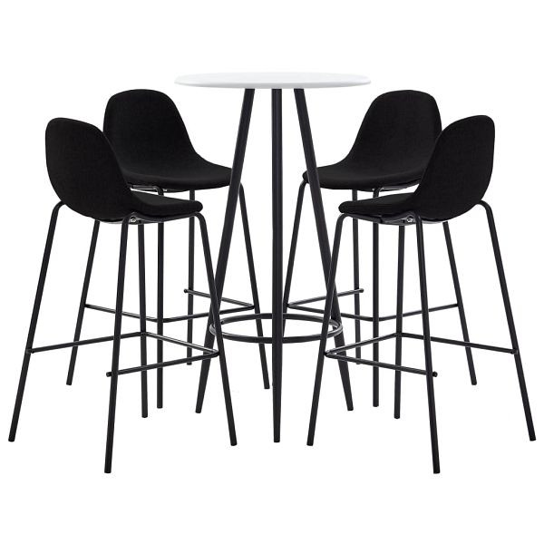 vidaXL 5-teilig Bar-Set Stoff Schwarz, Material: Material: Polyester: 100%, 3051138
