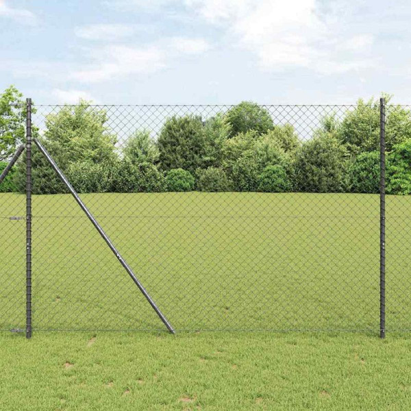 vidaXL Kettengliedzaun mit Pfosten Grau 1.6 x 10 m Stahl, 3351101