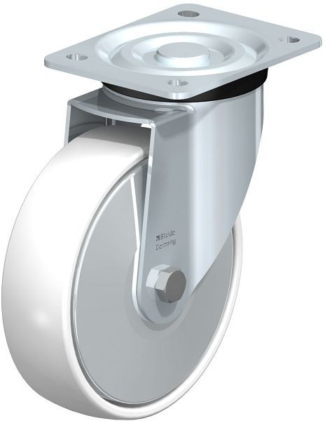 Blickle L-PO 175R-FA Stahlblech-Lenkrolle, mittelschwere Ausführung, mit Anschraubplatte, Polyamid, Weiß, 96982