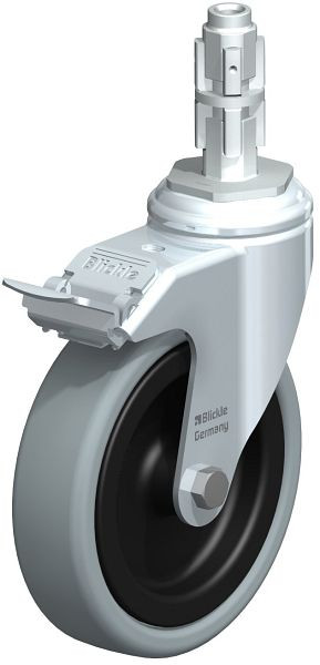 Blickle LKRA-VPA 126G-11-FI-E13 Apparate-Lenkrolle mit Expander & Feststeller, Vollgummi, Grau, 320911