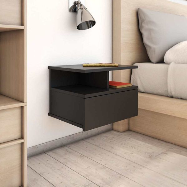 vidaXL Hängender Nachttisch Schwarz 40x31x27 cm Holzwerkstoff, 800407