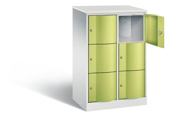 C+P Schließfachschrank Resisto, H1255xB772xT540mm, Farbe: Lichtgrau / Viridingrün, 8573-272 S10452