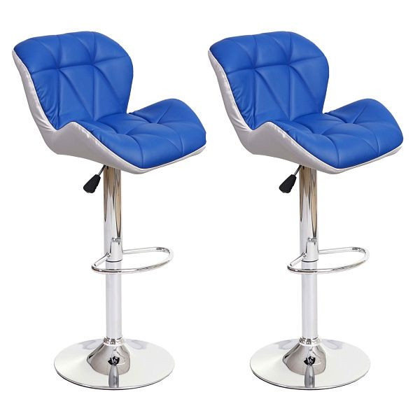 Mendler 2er-Set Barhocker HWC-A92, Barstuhl Tresenhocker, höhenverstellbar Kunstleder, blau, 74254