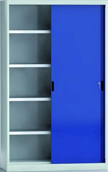 KLW Schiebetürenschrank, ohne Mitteltrennwand, 2000 x 1200 x 525 mm, mit 4 verzinkten, verstellbaren Fachböden, 7SN-QL2000TB-2012XRB