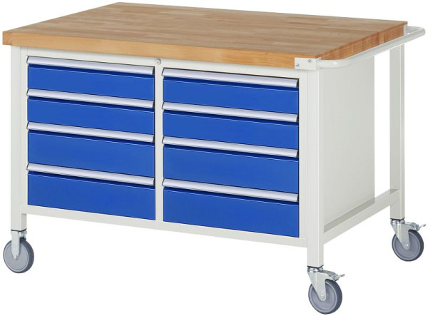 RAU Fahrbare Werkbank Serie 8000, Doppel-Unterbau-Container (8x Schublade), 1250x880x900 mm, 05-8477A2-129B4S.11