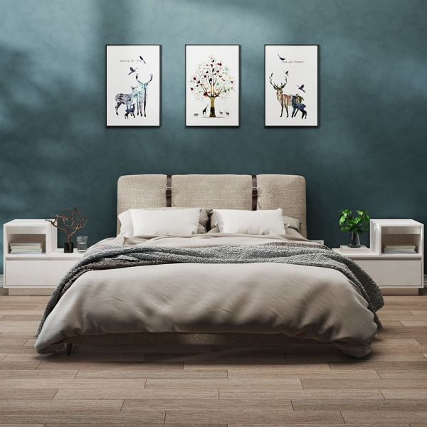 vidaXL Nachttische 2 Stück Weiß 60x34x51 cm Massivholz Kiefer, 814377