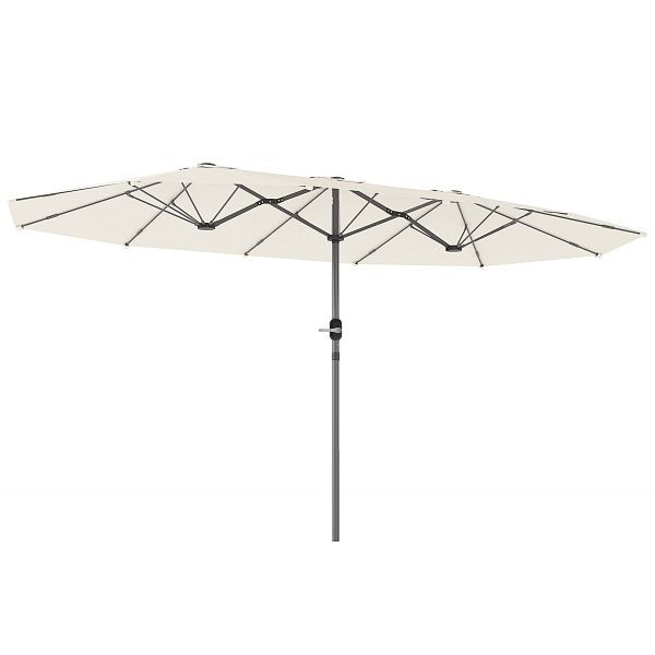 Outsunny Doppelsonnenschirm 436 x 260 cm, UV Schutz Stahl Sonnenschirm mit Handkurbel, oval Beige, 84D-414V00BG