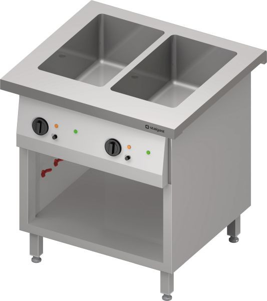 Stalgast Edelstahl Bain-Marie-Station "Free Flow" 2x GN1/1-Becken, 799x750x880 mm Granitabdeckung "Standard G1", FF08209