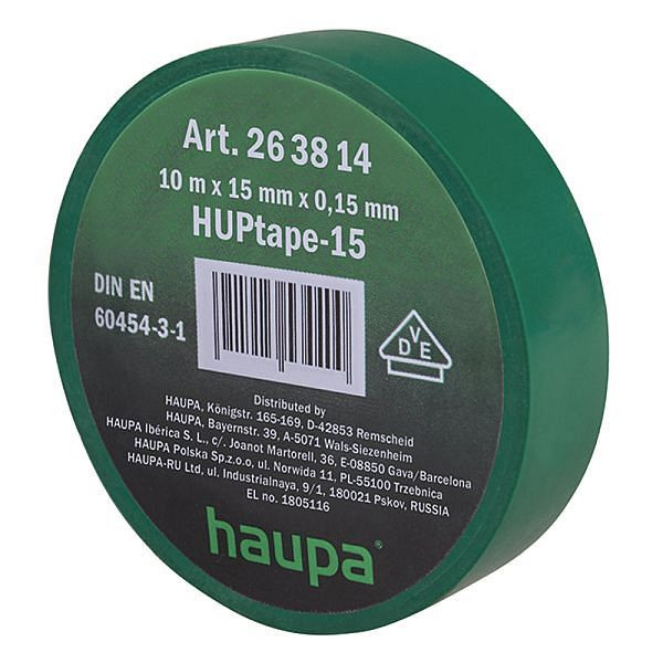 Haupa VDE Isolierband 15 mm x 10 m grün, VE: 10 Stück, 263814