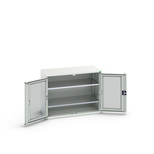 bott verso Flügeltürschrank mit Sichtfenster, mit 2 Fachböden, BxTxH: 1050 x 550 x 800 mm, Lichtgrau / Lichtgrau, 16926274.16