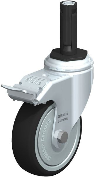 Blickle LKRA-PATH 101K-11-FI-FK-ER12 Apparate-Lenkrolle mit Expander & Feststeller, Thermoplastisches Polyurethan, Grau, 848806