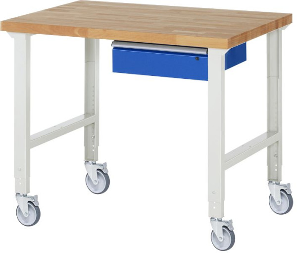RAU Fahrbare Werkbank (höhenverstellbar) 7001A1, 1250x900x950-1000mm, 4 Lenkrollen, 05-7001A1-129B4H4.11