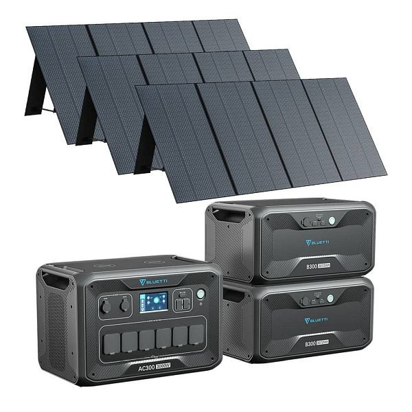 BLUETTI AC300 Stromaggregat + 2x B300 Batteriespeicher + 3x PV350 Solarpanele, AC300+2xB300+3xPV350