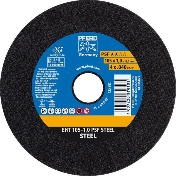 Pferd Trennscheibe EHT 105-1,0 PSF STEEL/16,0, VE: 25 Stück, 69121029