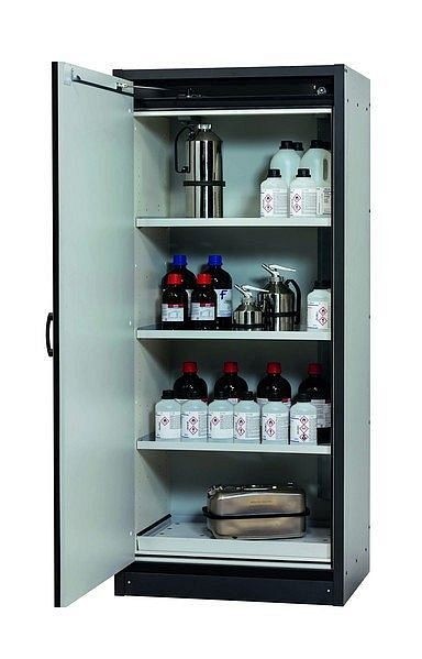 asecos Sicherheitsschrank Q-CLASSIC-30, Q30.195.086.WD in Silber mit 3x Fachboden (Stahlblech), 31008-069-30043