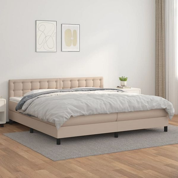 vidaXL Boxspringbett Matratze Cappuccino-Braun 200x200cm Kunstleder, 3141148
