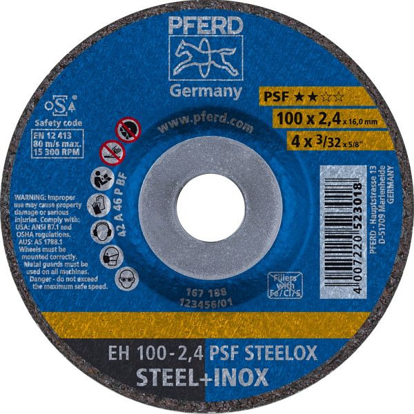 Pferd Trennscheibe EH 100-2,4 PSF STEELOX/16,0, VE: 25 Stück, 61739326